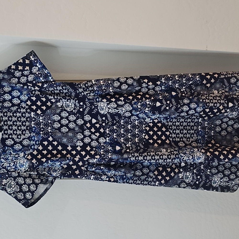 Elegant Blue and White Midi Dress